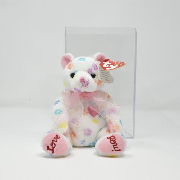 The Beanie Babies Collection White Floral Mom-e Birthday Bear May 12 2002 - Picture 2 of 9